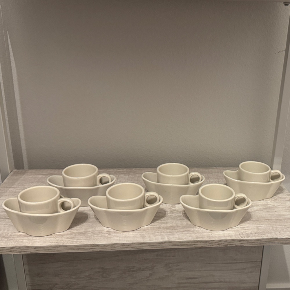 Vintage HLC USA Set of Six Ice Cream Bowls and Cappuccino Teacups